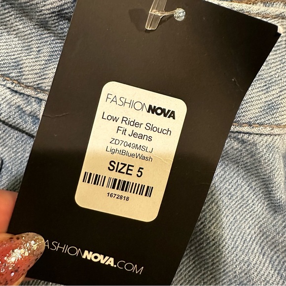 Fashion Nova Low Rider Slouch Fit Jeans Light Blue - Picture 5 of 13